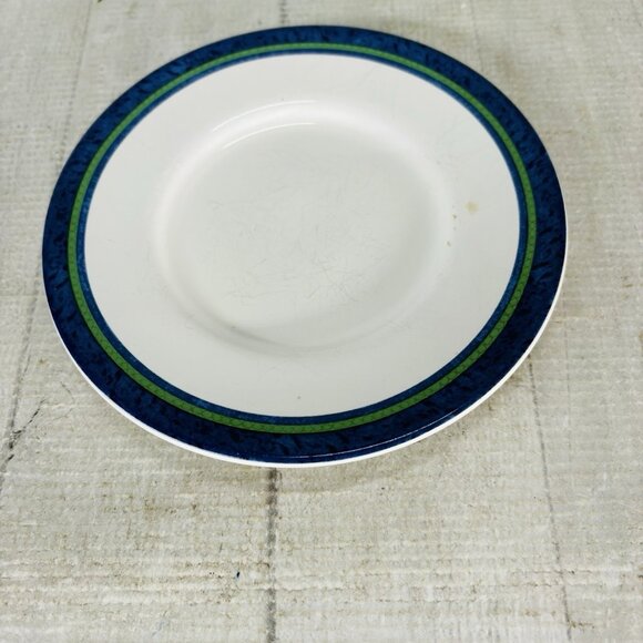 Pfaltzgraff ORLEANS Blue Green Vines Yellow Stoneware Round Saucers Set of 3 - Picture 6 of 14